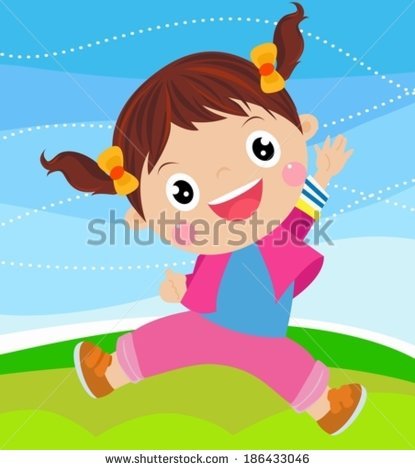 Little Cartoon Girl Jumping