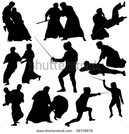 Martial Arts Silhouettes Vector