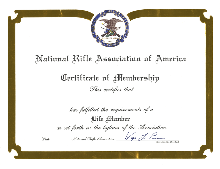 National Rifle Association Certificate