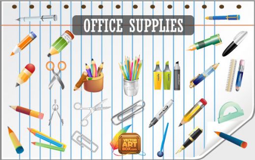 Office-Supplies Icon Vector Free Office-Supplies Icon Vector Free