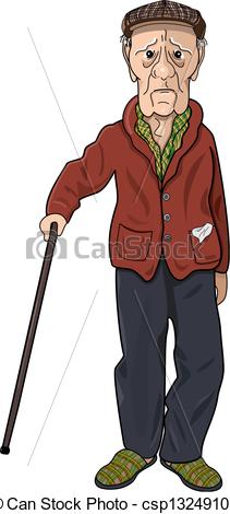 Old Man with Cane Cartoon