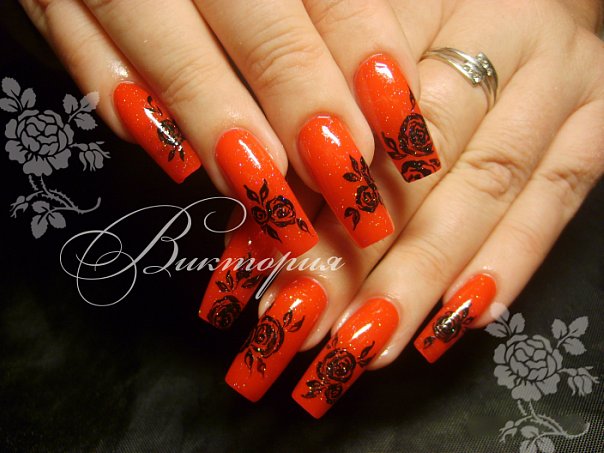 Orange and Black Nail Designs