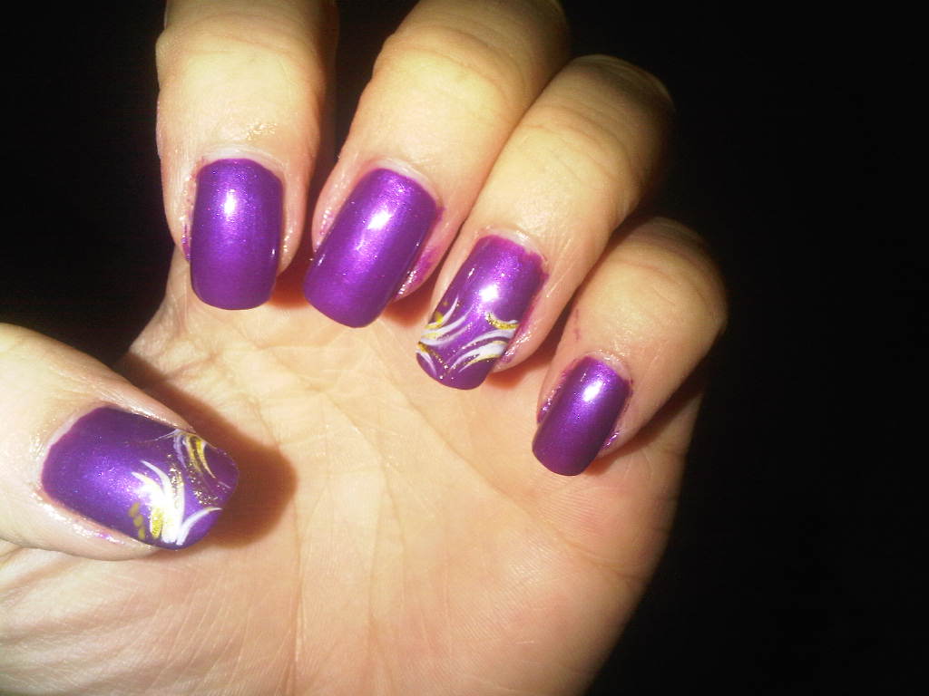 Purple Nails with Design