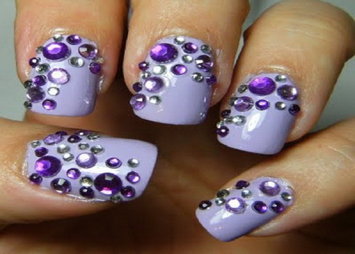 Purple Nails with Design