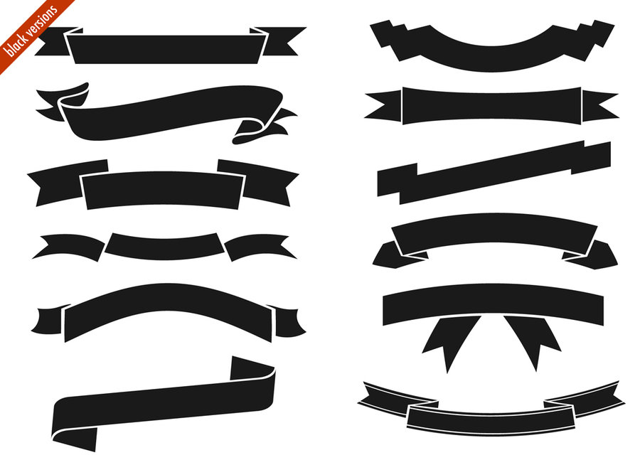 Ribbon Banner Clip Art Black and White