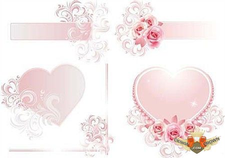 Roses and Heart Wedding Clip Art