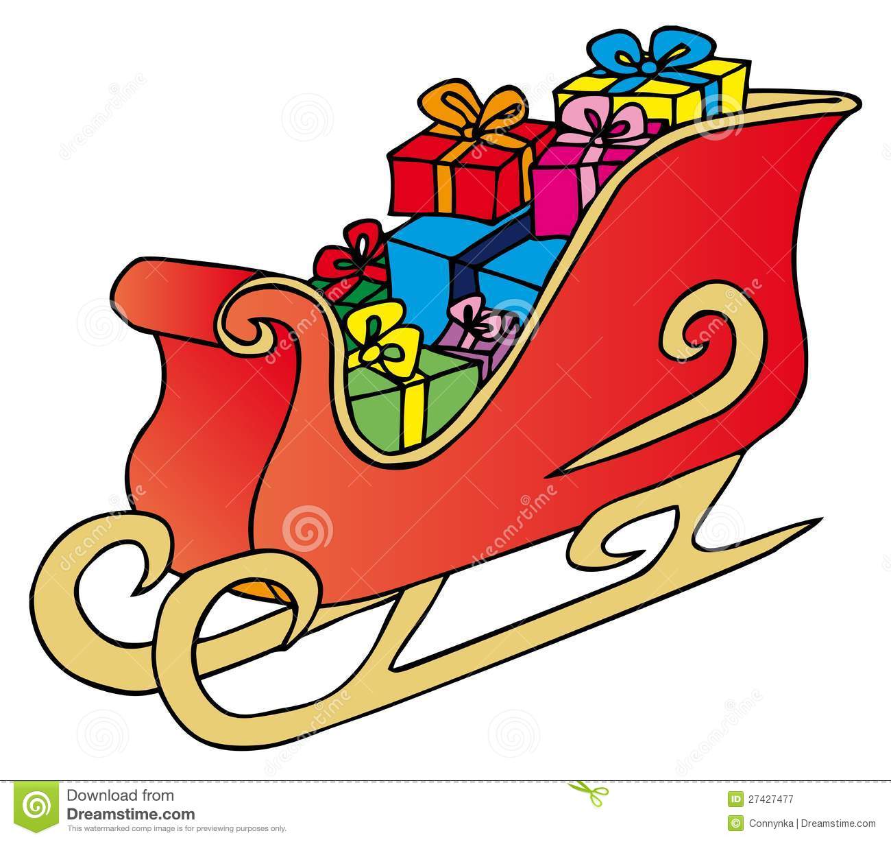 Santa Sled On White Background