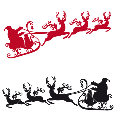 Santa Sleigh and Reindeer Vector