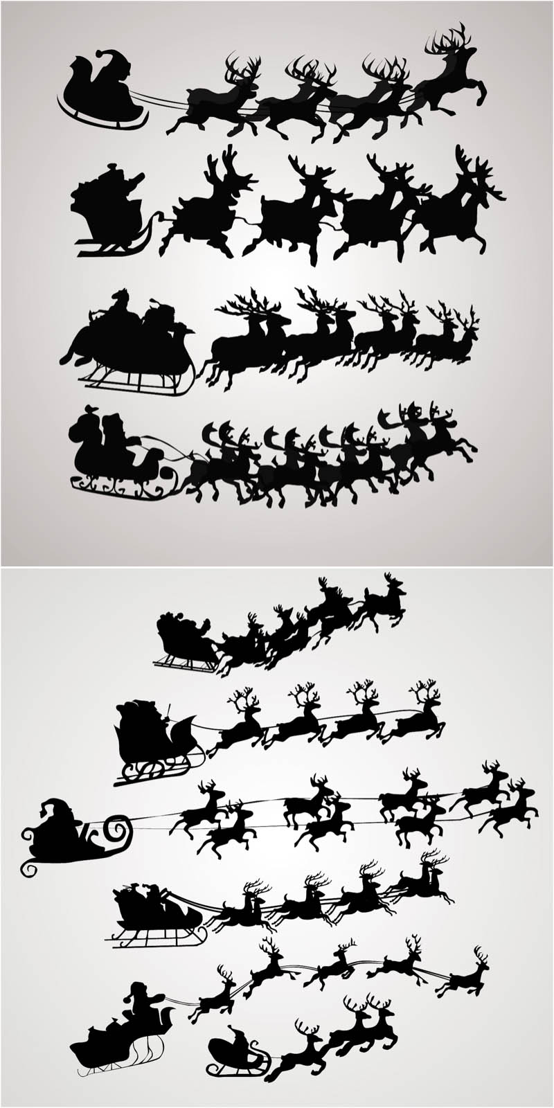 Santa Sleigh Silhouette Vector