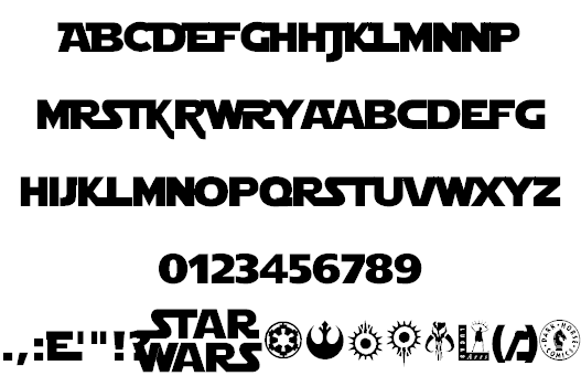 Star Wars Letters Font Free