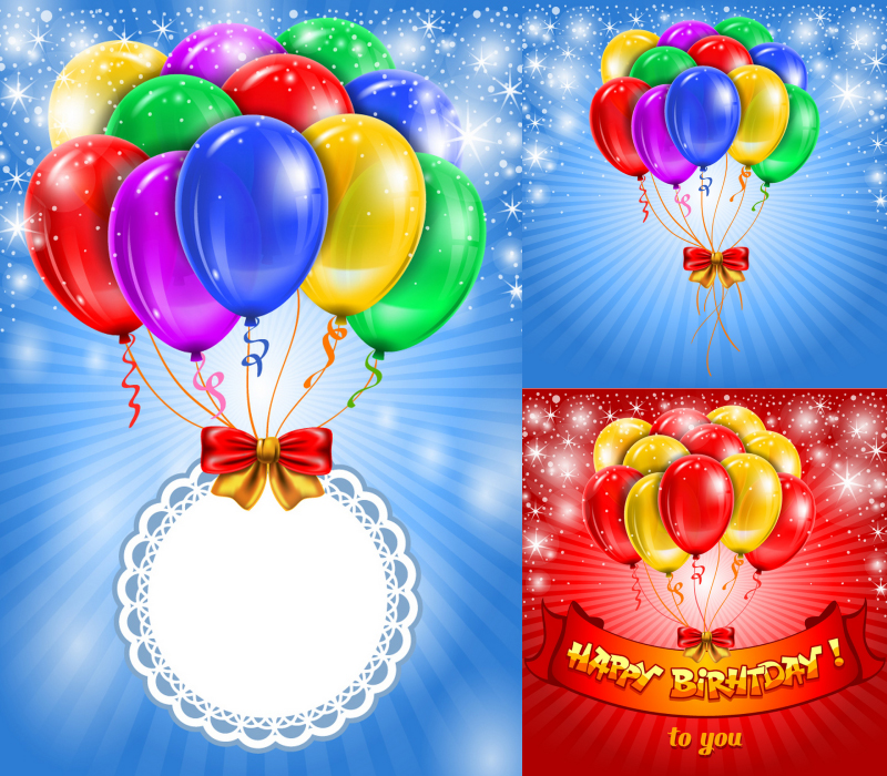 Vector Colorful Happy Birthday Balloons