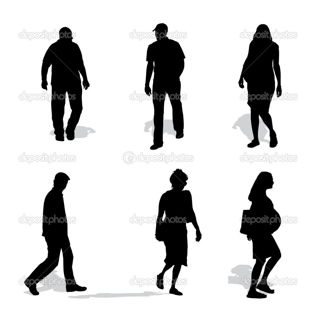 Walking People Silhouette Vector