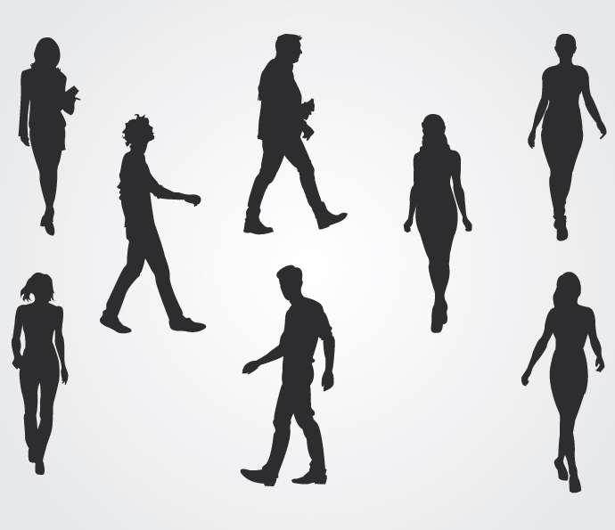 Walking People Silhouette Vector