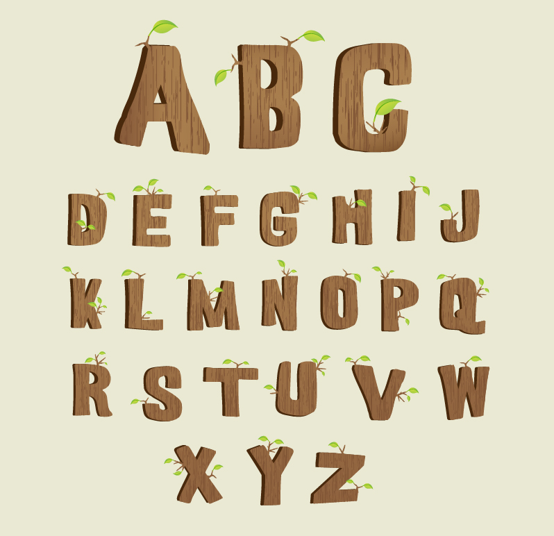 Wood Alphabet Letters Fonts