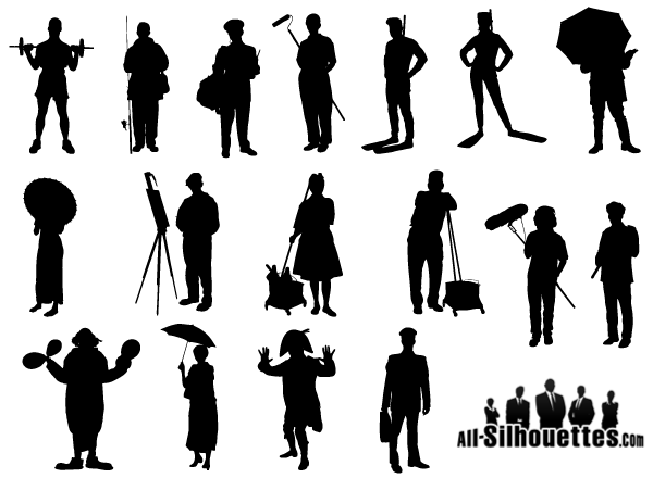 Working People Silhouette Vector Free