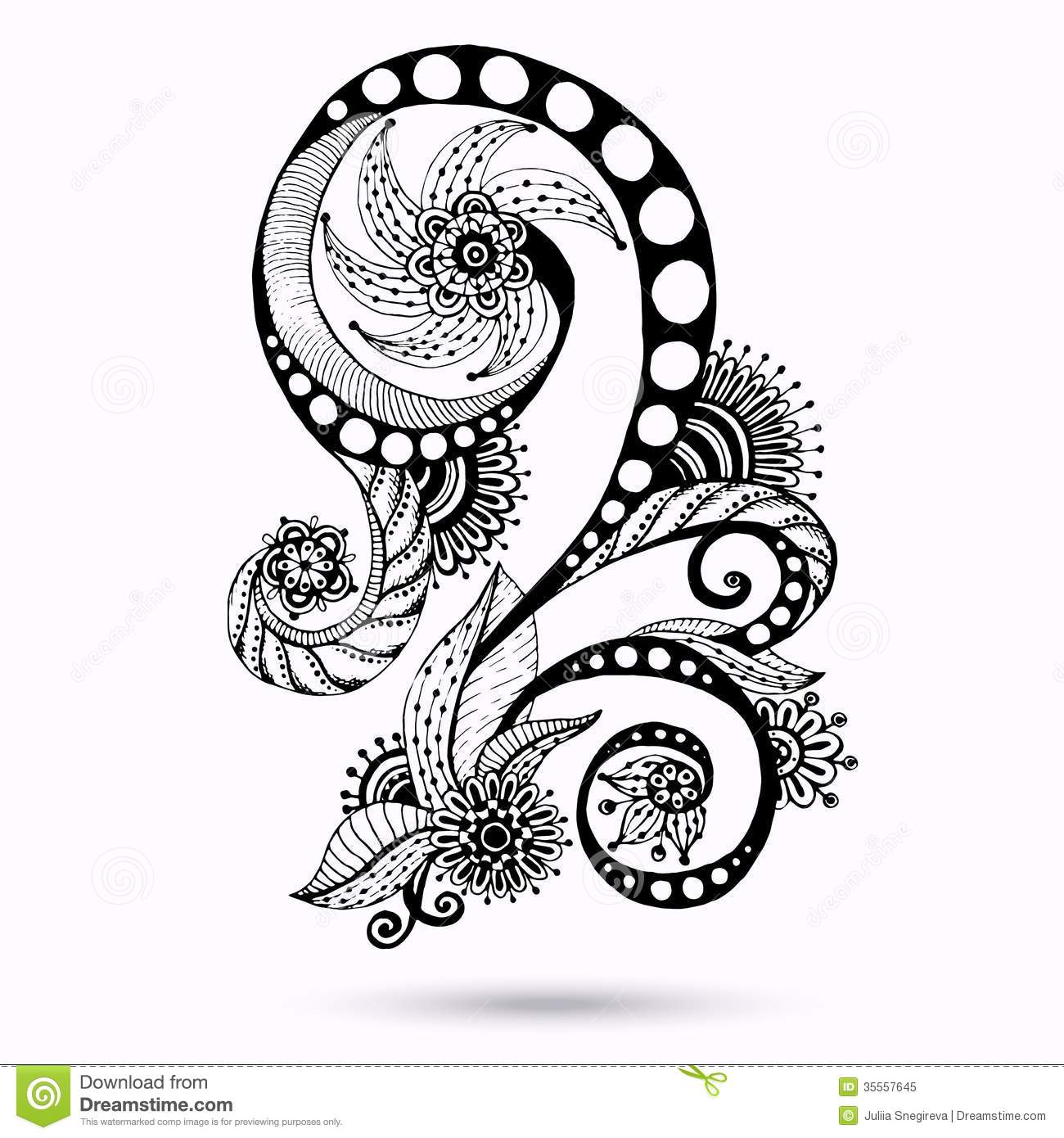 Abstract Black and White Paisley