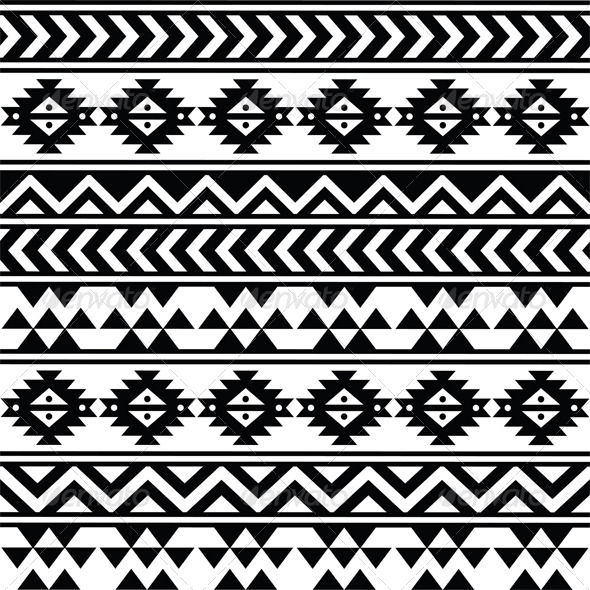 Aztec Tribal Pattern Black and White Aztec Tribal Pattern Black and White