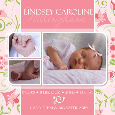 Baby Girl Birth Announcement Template