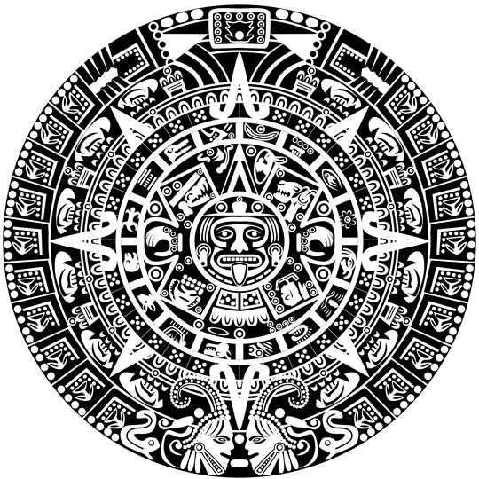 Black and White Mayan Calendar