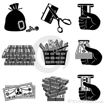 Black and White Money Icons