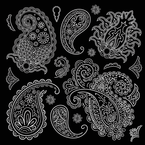 18 Black And White Paisley Vector Images