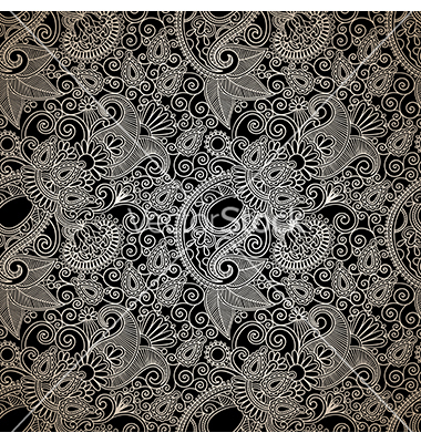 Black and White Paisley Pattern Vector