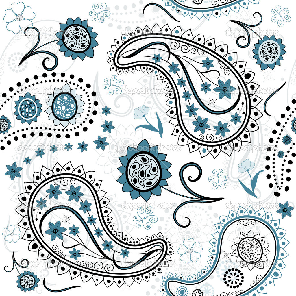 Black and White Paisley Pattern Vector