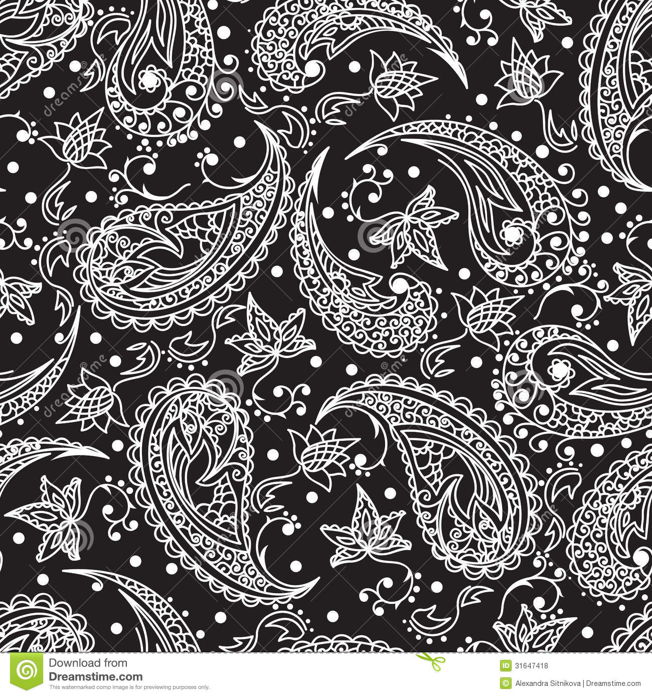 Black and White Paisley Pattern