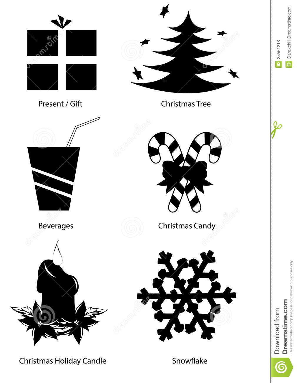 Christmas Holiday Clip Art Black and White