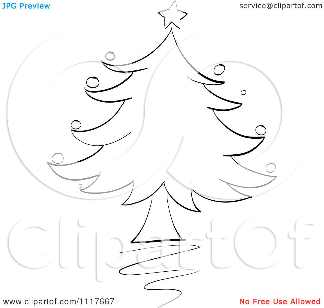 free clipart christmas tree black and white - photo #33