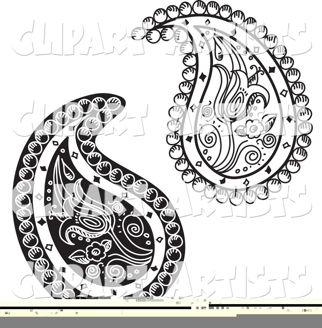 Clip Art Black and White Paisley Vector