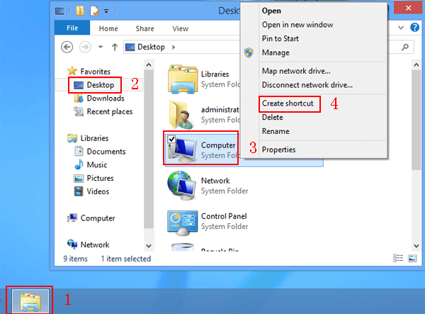 Computer Icon On Desktop Windows 8