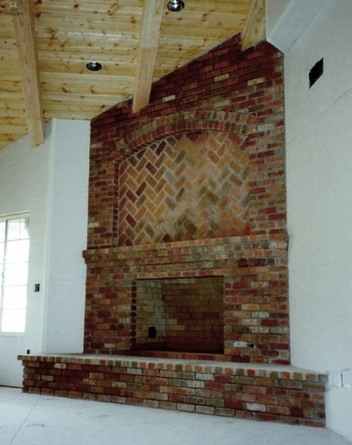 Corner Brick Fireplace