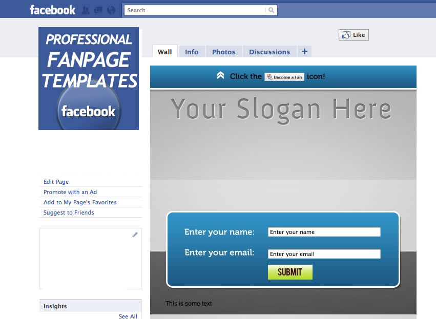 Facebook Landing Page Template