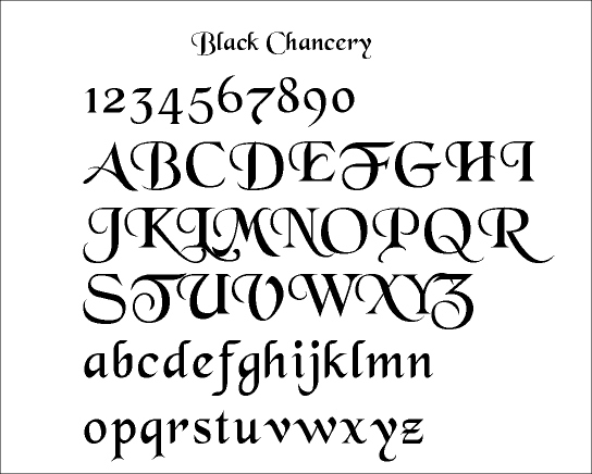 Fonts Black Chancery Letters
