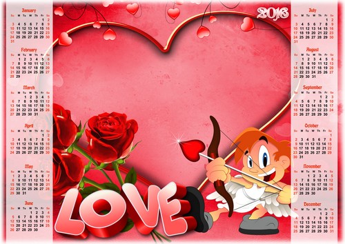 Free Template with Hearts for 2016 Free Template with Hearts for 2016