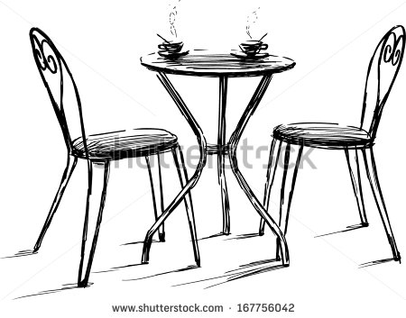 French Cafe Table and Chair Drawing