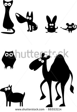 Funny Animals Vector Silhouette