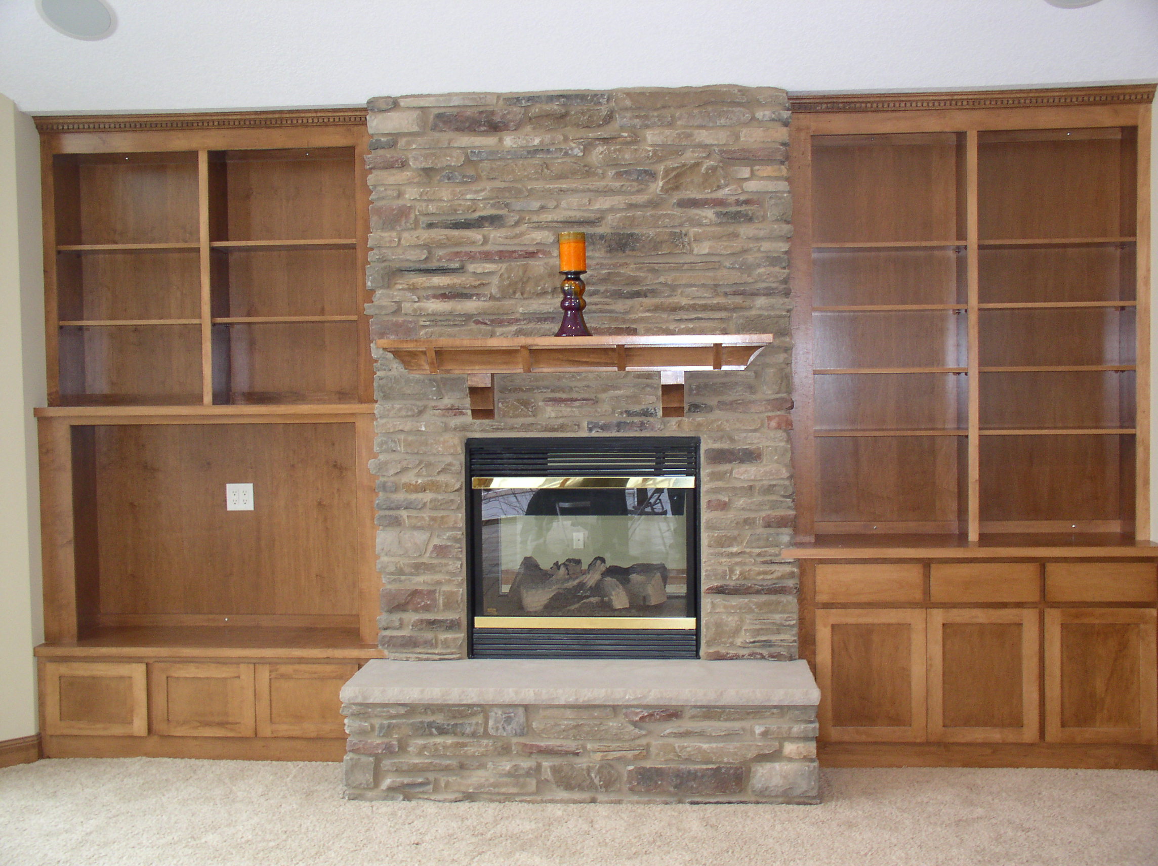 Gas Fireplace with Stone Surround