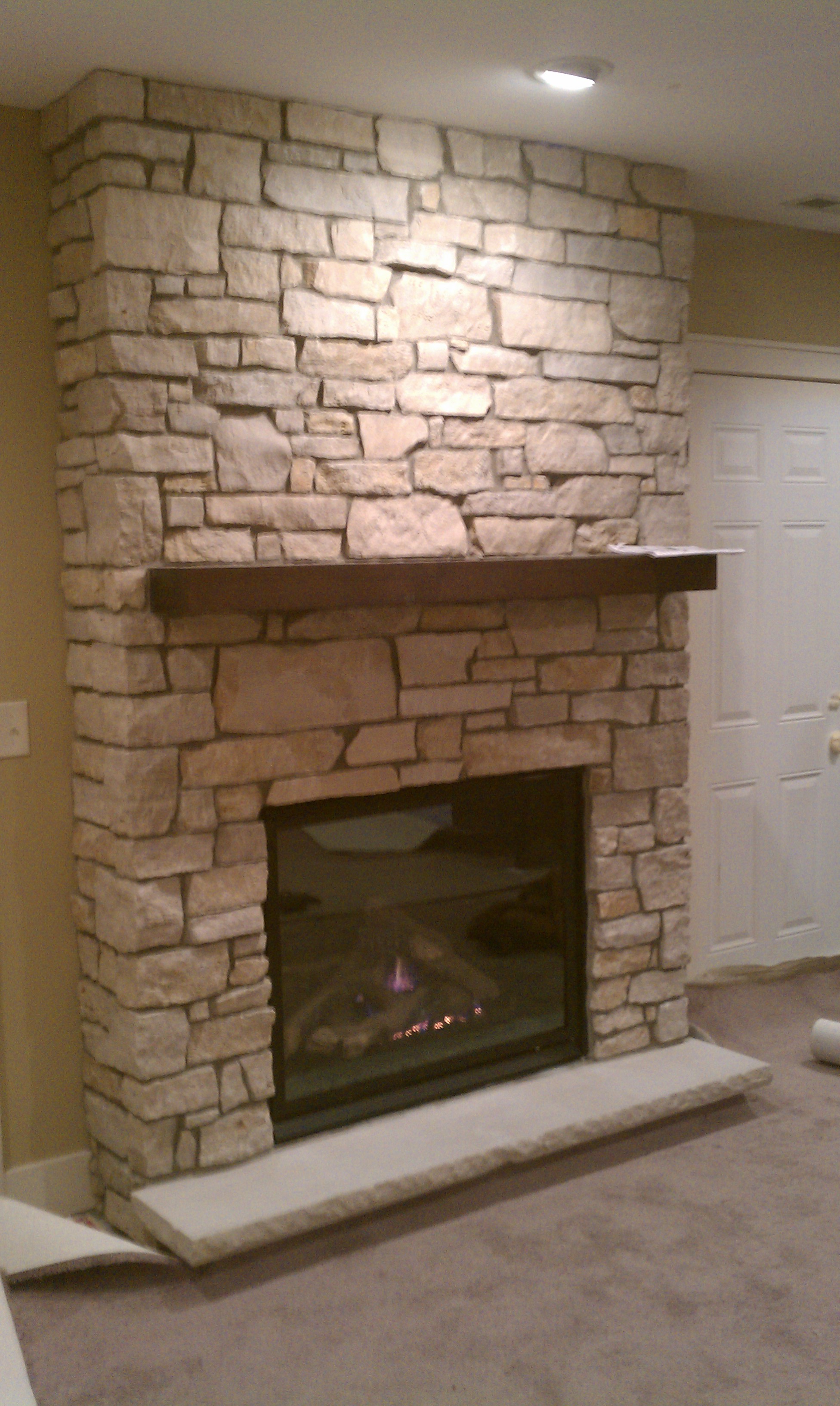 Gas Fireplace with Stones