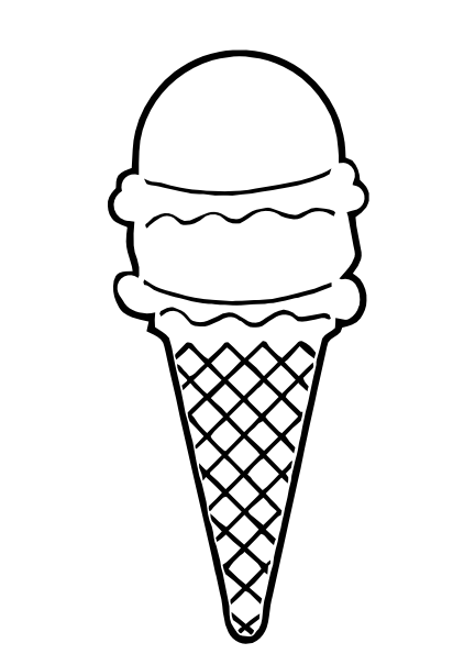 Ice Cream Cone Black and White