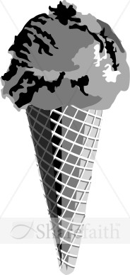 Ice Cream Cone Black and White