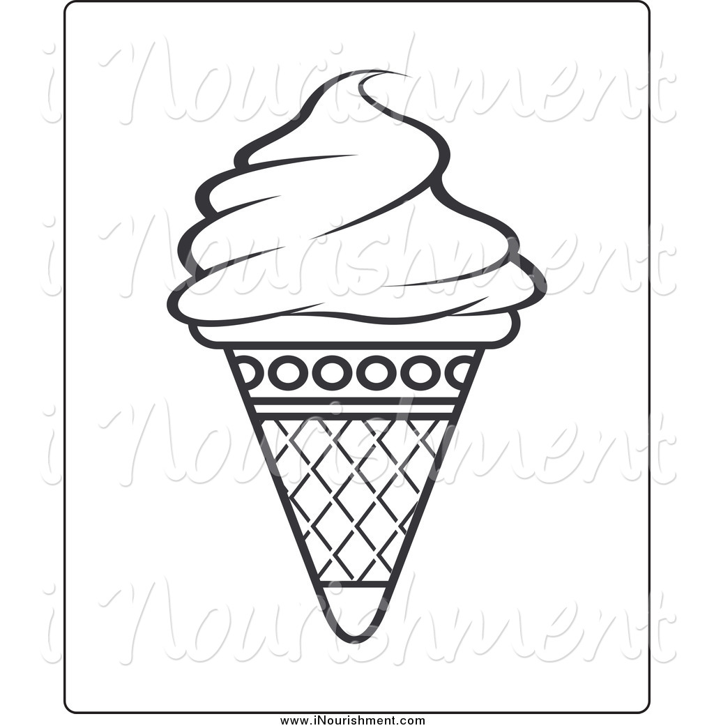 Ice Cream Cone Black and White