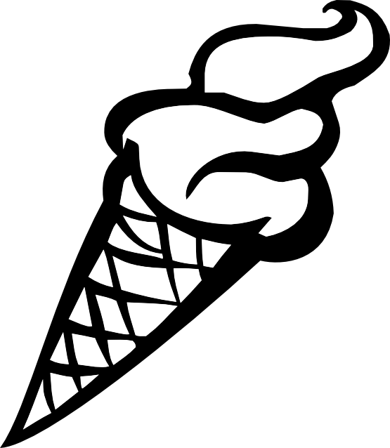 Ice Cream Cone Clip Art Black and White