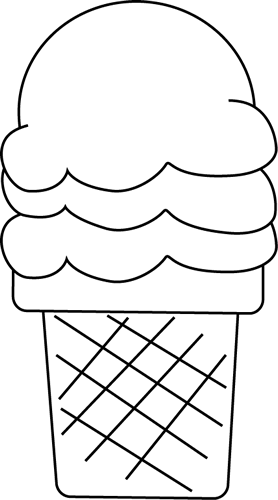 Ice Cream Cone Clip Art Black and White