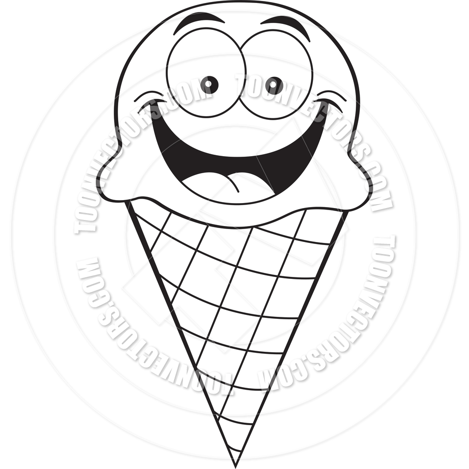 Ice Cream Cone Clip Art Black and White