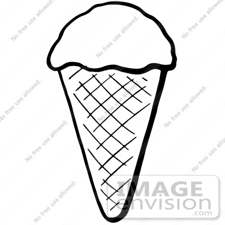 Ice Cream Cone Clip Art Black and White