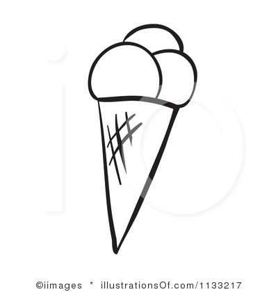 Ice Cream Cone Clip Art Black and White