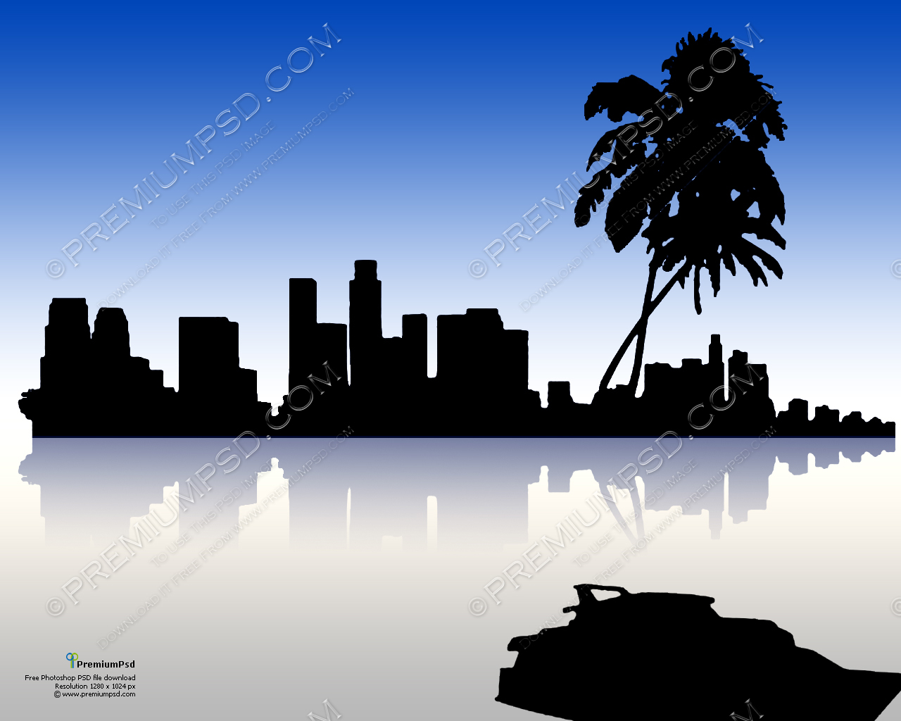 Los Angeles City Skyline Silhouette