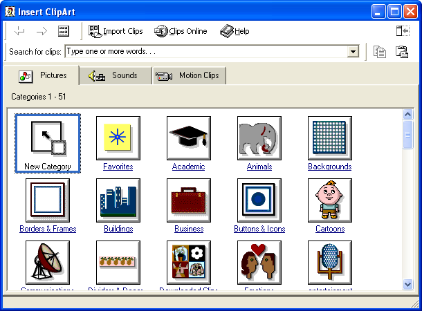 Microsoft Word Clip Art Gallery